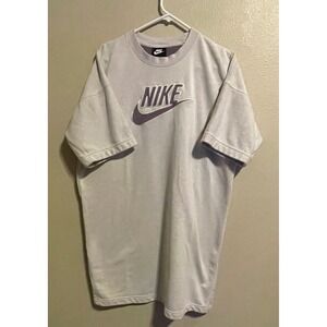 Vtg Y2K Nike T-Shirt Mens L Center Swoosh Logo Gray Cotton Blend Relaxed Fit Top
